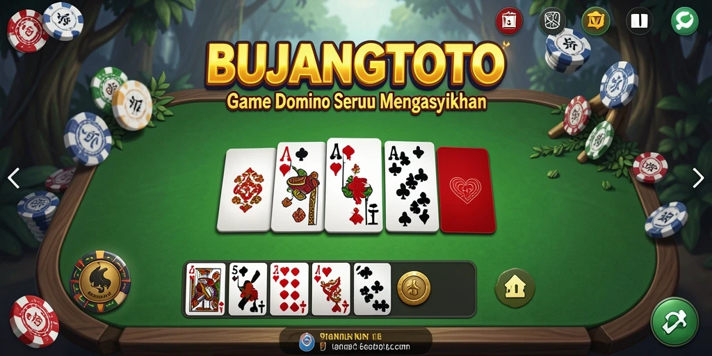 Screenshot gameplay seru dari BUJANGTOTO yang menggambarkan keseruan permainan Domino.