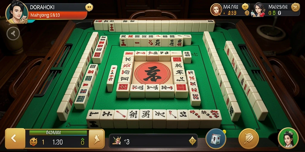 Screenshot gameplay DORAHOKI yang menampilkan keseruan saat bermain Mahjong.