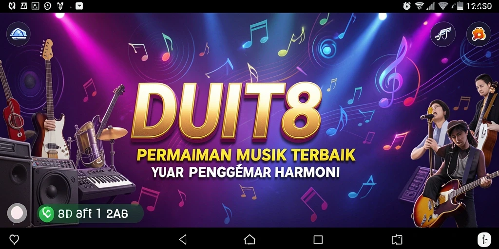 Tampilan gameplay interaktif DUIT8 dengan musik yang beragam.