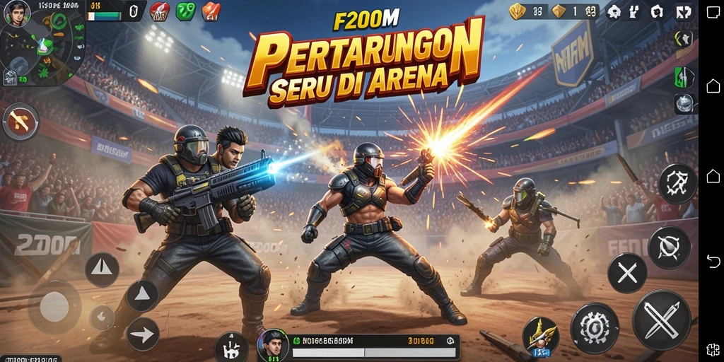 Tampilan gameplay F200M yang seru dan penuh aksi.