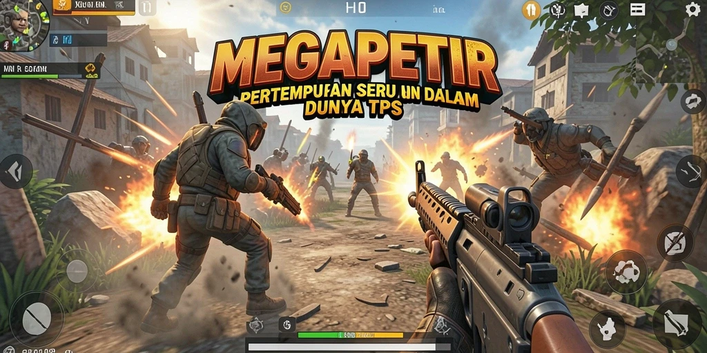 Tampilan gameplay MEGAPETIR dalam aksi seru TPS.