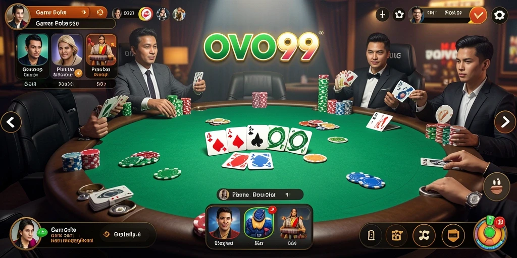Tampilan gameplay OVO99 saat bermain poker online.
