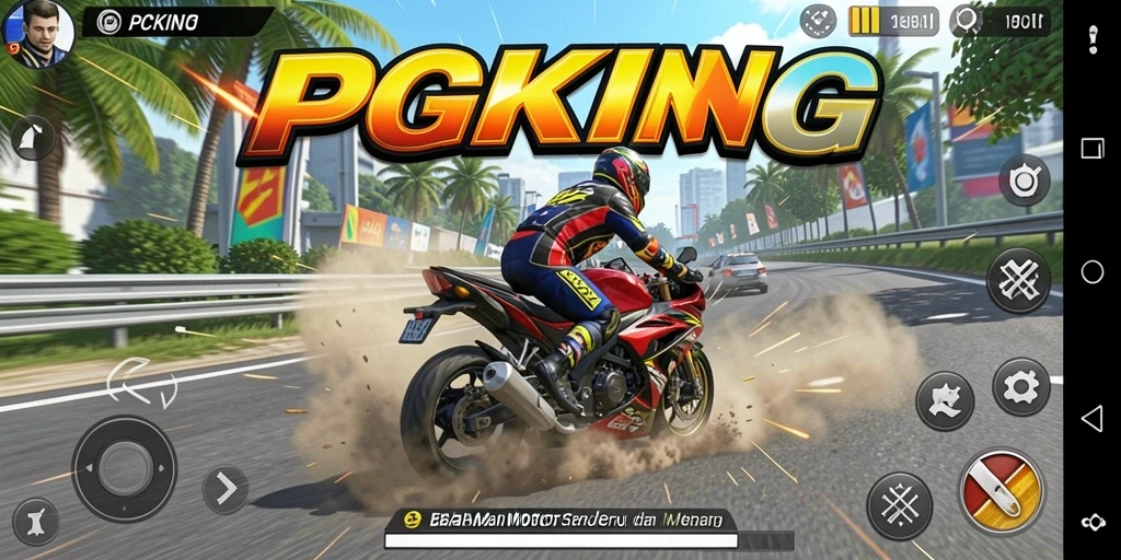 Tampilan gameplay PGKING yang seru dan mendebarkan saat balapan.