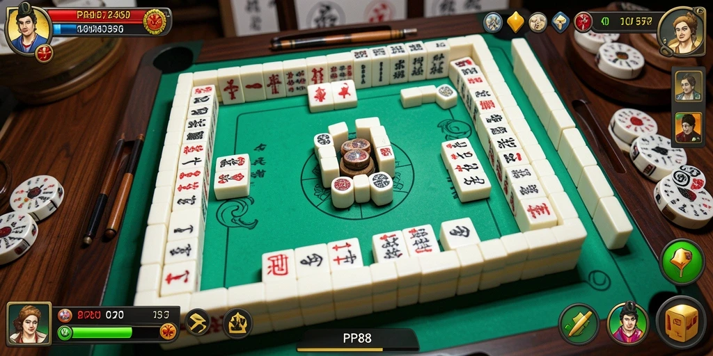 Tampilan gameplay seru di PP88 yang menampilkan ubin Mahjong.