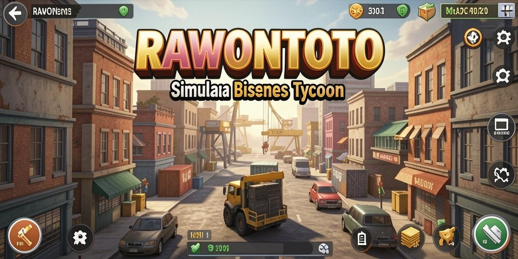 Tampilan gameplay menarik dari RAWONTOTO dengan elemen Tycoon.
