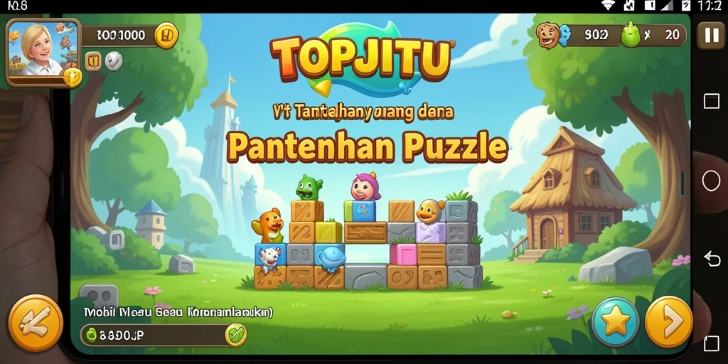 Tangkapan layar game TOPJITU menunjukkan gameplay Puzzle yang menantang.