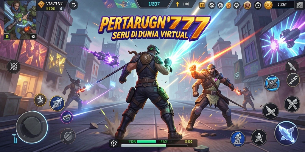 Tampilan aksi pertarungan seru dalam VM777 dengan karakter yang menonjol.